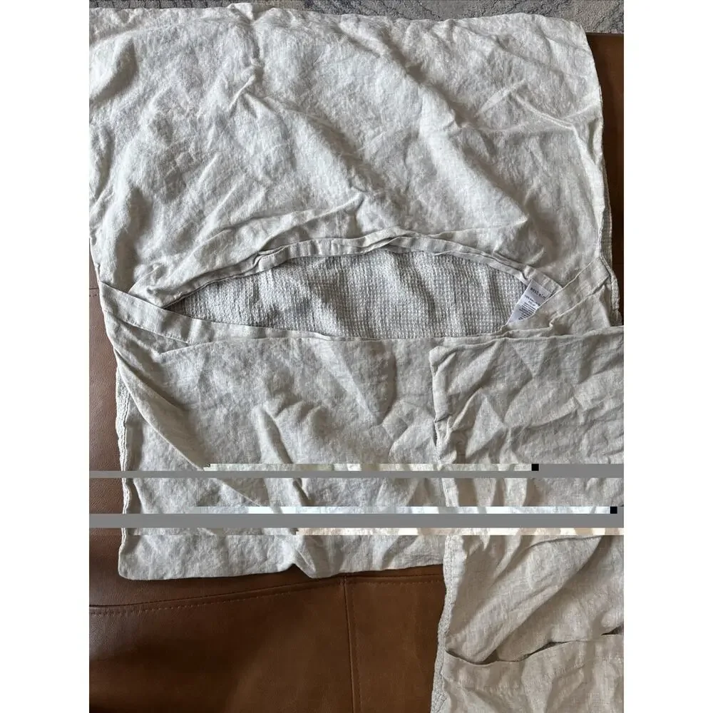 Lot Of 2 West Elm European Flax Linen Mini Waffle Sham Natural Standard 26 X 26”